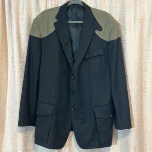Henry David Clothiers‎ 100% Wool Dark Green Blazer Men's Size 44? Green Patches